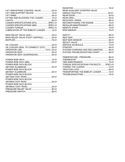 Bobcat 873 883 Loader Service Manual 2010 - Image 4