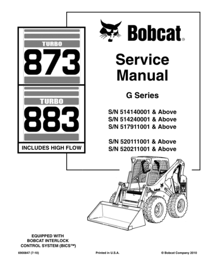 Bobcat 873 883 Loader Service Manual 2010 - Image 2
