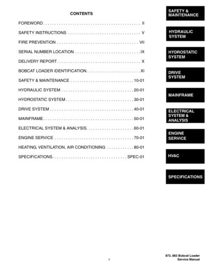 Bobcat 873 883 Loader Service Manual 2010 - Image 5