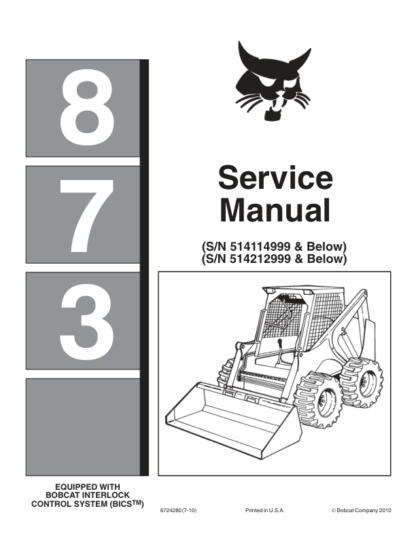Bobcat 873 Loader Service Manual 2010 - Image 2
