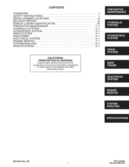 Bobcat 873 Loader Service Manual 2010 - Image 4