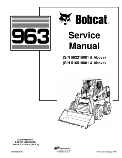 Bobcat 963 Skid Steer Loader Service Manual 6900988 - Image 2