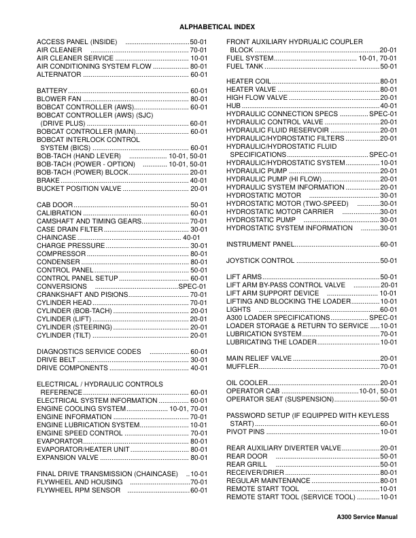 Bobcat A300 All-Wheel Steer Loader Service Manual SN 539911001 540011001 - Image 3