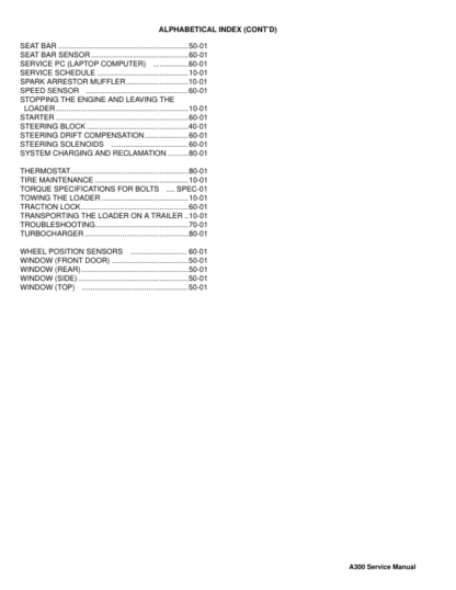 Bobcat A300 All-Wheel Steer Loader Service Manual SN 539911001 540011001 - Image 4