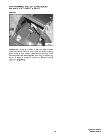 Bobcat B700 B850 B950 B1400 Hydraulic Breaker Service Manual - Image 10