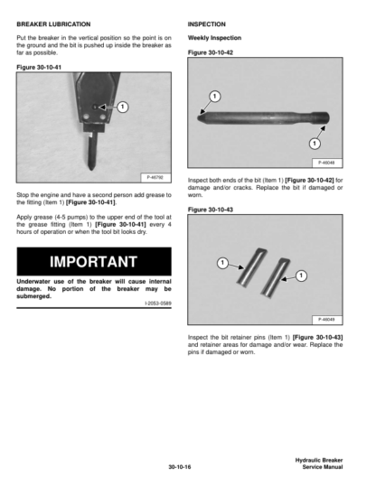 Bobcat B700 B850 B950 B1400 Hydraulic Breaker Service Manual - Image 6