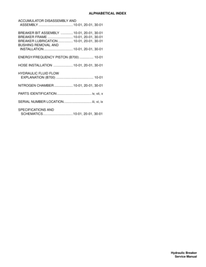 Bobcat B700 B850 B950 B1400 Hydraulic Breaker Service Manual - Image 3