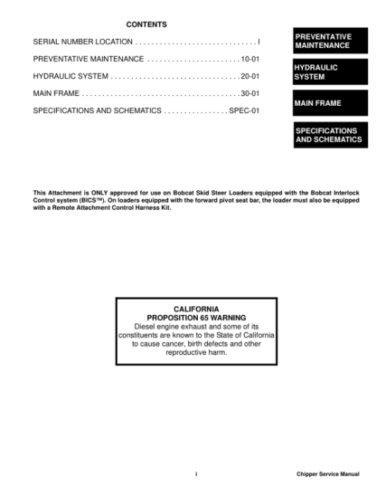 Bobcat Chipper WC-5A WC-8A WC-8B Service Manual - Image 4