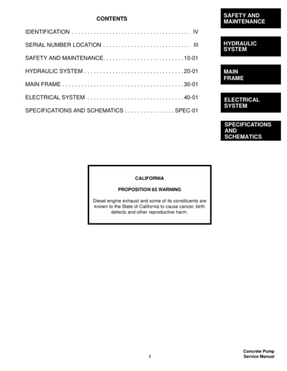 Bobcat Concrete Pump Service Manual SN 233100101 - Image 3