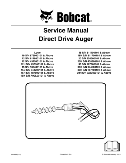 Bobcat Direct Drive Auger Service Manual - Image 2