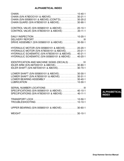 Bobcat Drop Hammer Service Manual SN 005800101 A78D00101 - Image 3
