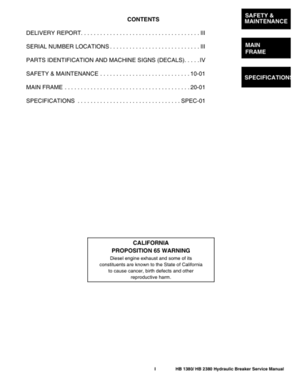 Bobcat HB1380 HB2380 Hydraulic Breaker Service Manual - Image 3