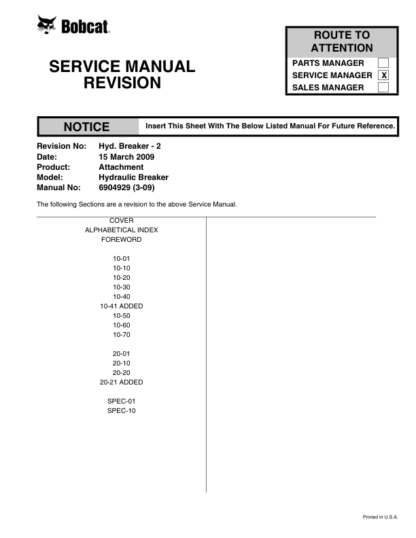 Bobcat HB1380 HB2380 Hydraulic Breaker Service Manual - Image 6