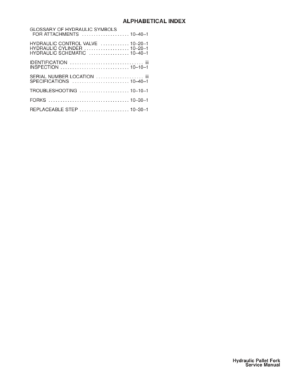 Bobcat Hydraulic Pallet Fork Service Manual - Image 3