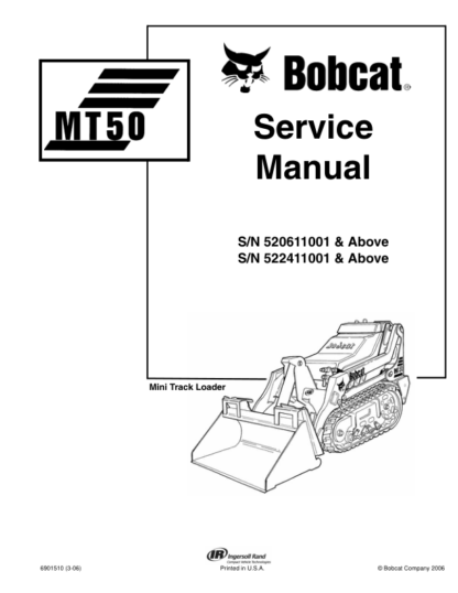 Bobcat MT50 Mini Track Loader Service Manual SN 520611001 522411001 - Image 2