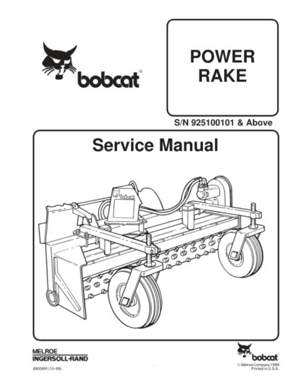 Bobcat Power Rake Attachments Service Manual SN 925100101 - Image 2
