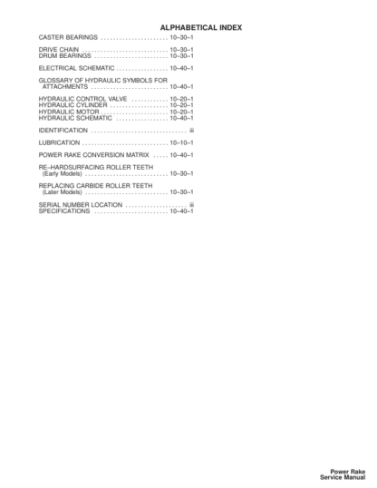 Bobcat Power Rake Attachments Service Manual SN 925100101 - Image 3