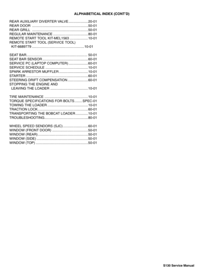 Bobcat S130 Skidsteer Loader Service Manual 2009 Edition - Image 4