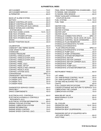 Bobcat S130 Skidsteer Loader Service Manual - Image 3