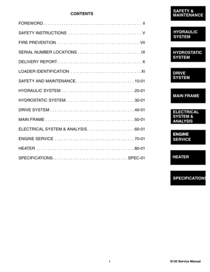 Bobcat S130 Skidsteer Loader Service Manual - Image 5