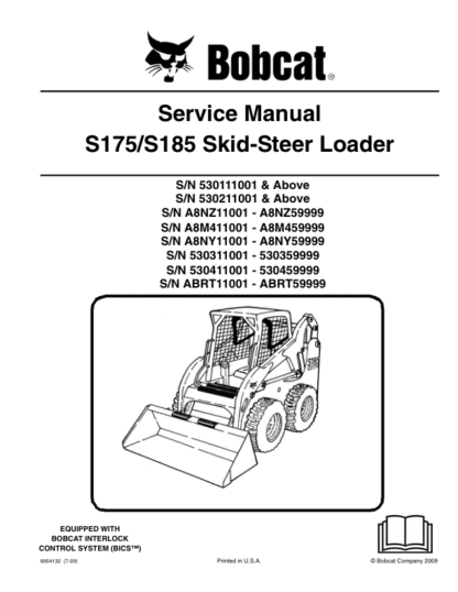 Bobcat S175 S185 Skidsteer Loaders Service Manual SN 530111001 - Image 2