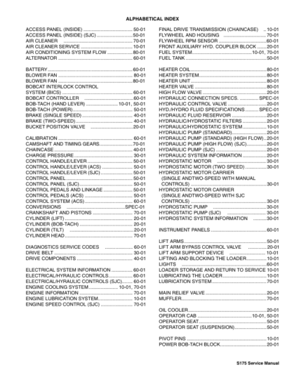 Bobcat S175 Skidsteer Loader Service Manual SN A3L511001 to A3L519999 - Image 3
