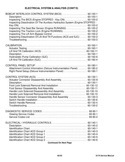 Bobcat S175 Skidsteer Loader Service Manual SN A3L520001 - Image 7