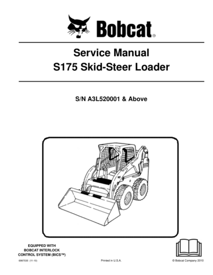 Bobcat S175 Skidsteer Loader Service Manual SN A3L520001 - Image 2
