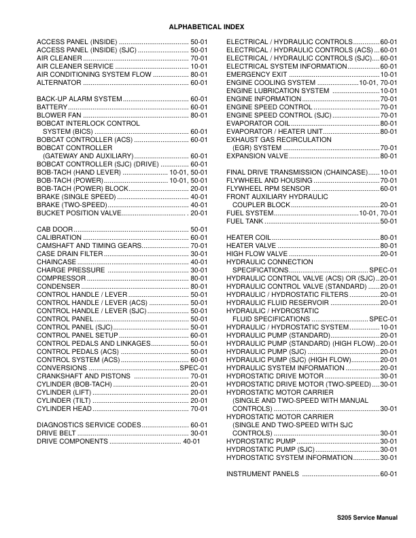 Bobcat S205 Skidsteer Loader Service Manual SN A3LJ11001 A3LK11001 ANLP11001 2010 Edition - Image 3