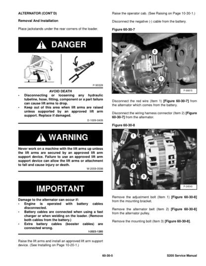 Bobcat S205 Skidsteer Loader Service Manual SN A3LJ11001 A3LK11001 ANLP11001 2011 Edition - Image 9