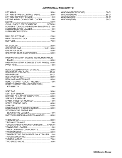 Bobcat S205 Skidsteer Loader Service Manual SN A3LJ11001 A3LK11001 ANLP11001 2011 Edition - Image 4