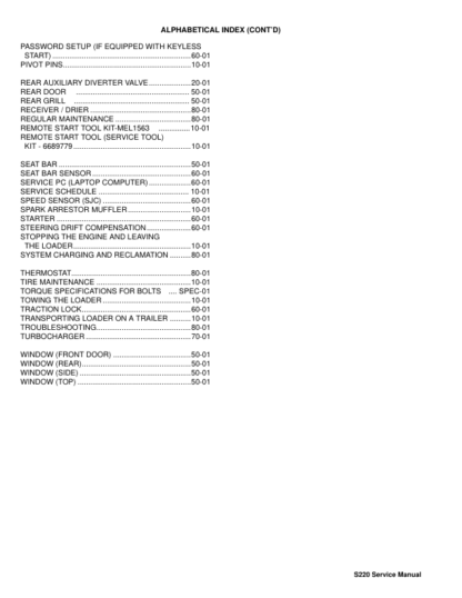 Bobcat S220 Skidsteer Loader Service Manual SN A5GK11001 A5GL11001 - Image 4