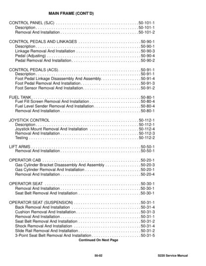 Bobcat S220 Skidsteer Loader Service Manual SN A5GK11001 A5GL11001 - Image 10