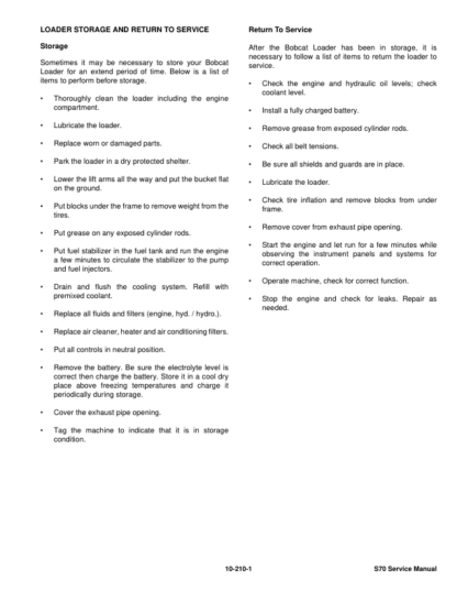 Bobcat S70 Skidsteer Loader Service Manual SN A3W611001 A3W71100 - Image 11