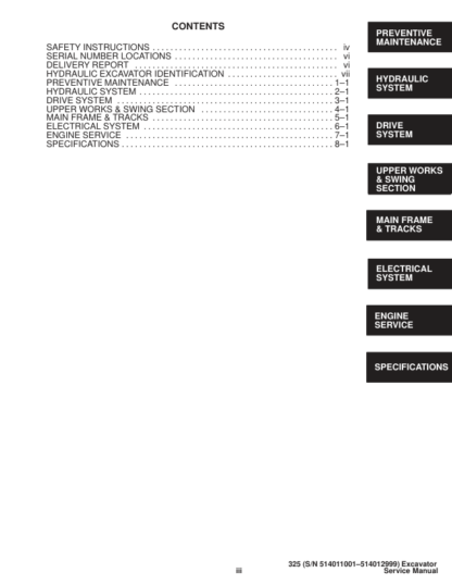 Bobcat X325 Excavator Service Manual SN 514011001–514012999 - Image 5