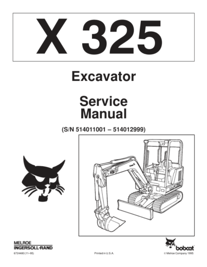 Bobcat X325 Excavator Service Manual SN 514011001–514012999 - Image 2