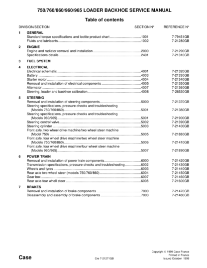 CASE 750 760 860 960 965 Loader Backhoe Service Manual - Image 2