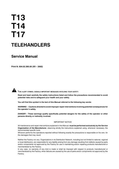 Fiat Kobelco T13 T14 T17 Telehandler Service Manual - Image 2