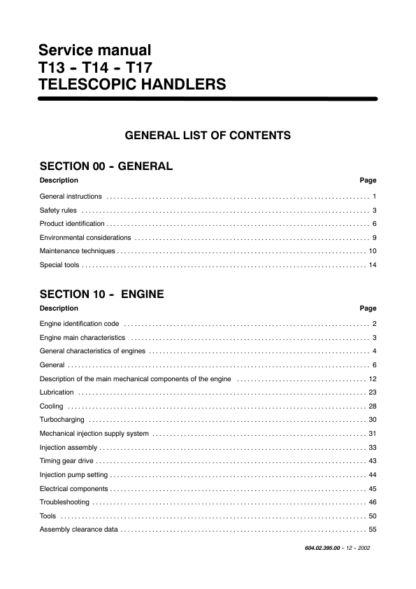 Fiat Kobelco T13 T14 T17 Telehandler Service Manual - Image 4