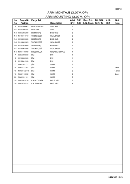 Hidromek HMK 300LC-3 Excavator Parts Catalog - Image 10