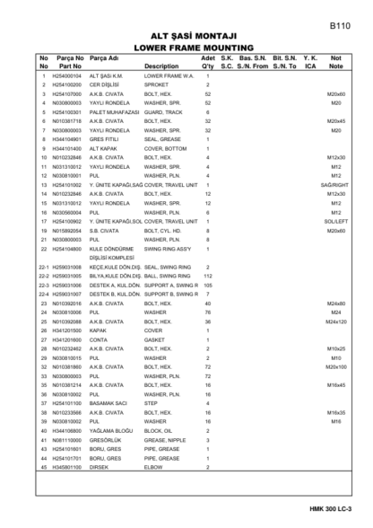 Hidromek HMK 300LC-3 Excavator Parts Catalog - Image 16