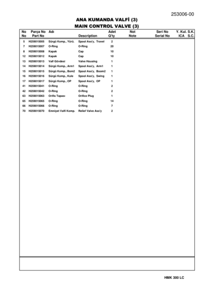 Hidromek HMK 300LC Excavator Parts Catalog - Image 3