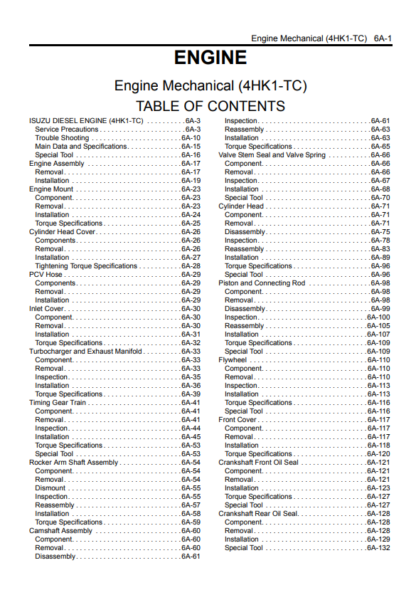 Isuzu 4HK1 2007 N-Series Engine Workshop Manual - Image 5