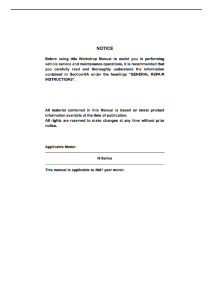 Isuzu 4HK1 2007 N-Series Engine Workshop Manual - Image 3