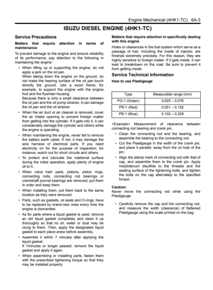 Isuzu 4HK1 2007 N-Series Engine Workshop Manual - Image 7