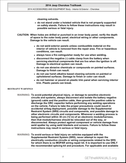 Jeep Cherokee KL Trailhawk 2014 Service Repair Manual - Image 3