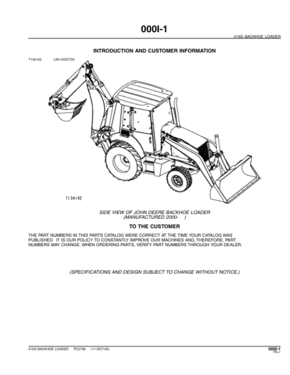 John Deere 410G Backhoe Loader Parts Catalog - Image 3