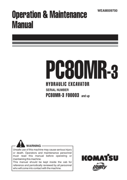 Komatsu PC80MR-3 Excavator Operation and Maintenance Manual - Image 2