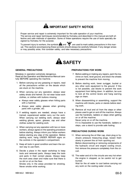 Komatsu WB140-2 WB150-2 Backhoe Loader Shop Service Manual WEBD001102 - Image 6