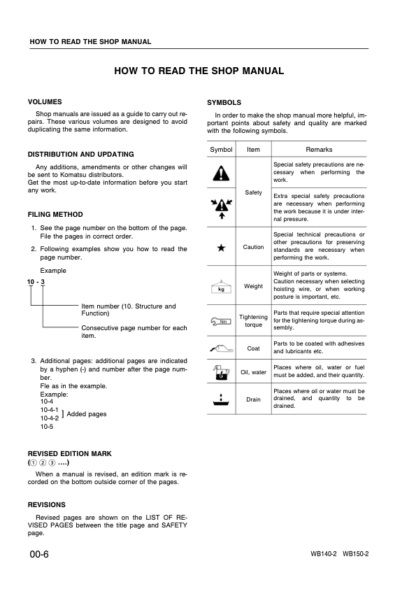 Komatsu WB140-2 WB150-2 Backhoe Loader Shop Service Manual WEBD001102 - Image 9